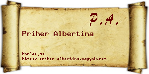 Priher Albertina névjegykártya